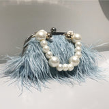 Lutaotie Daily Party Patchwork Feathers Pearl Bags