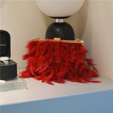 Lutaotie Daily Party Patchwork Feathers Chains Pearl Bags