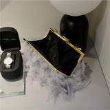 Lutaotie Daily Party Patchwork Feathers Chains Pearl Bags