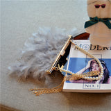 Lutaotie Daily Party Patchwork Feathers Chains Pearl Bags