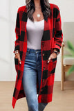 lutaotie Work Street Plaid Striped Pocket Buckle V Neck Outerwear(4 Colors)