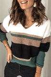 Lutaotie Casual Color Block Patchwork V Neck Sweaters(3 Colors)