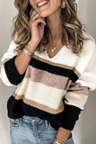 Lutaotie Casual Color Block Patchwork V Neck Sweaters(3 Colors)