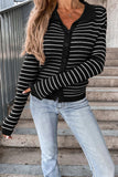 Lutaotie Work Striped Patchwork POLO collar Tops