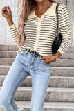 Lutaotie Work Striped Patchwork POLO collar Tops