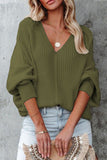 Lutaotie Street Solid Color V Neck Sweaters(4 Colors)