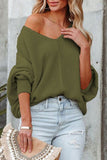 Lutaotie Street Solid Color V Neck Sweaters(4 Colors)