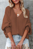 Lutaotie Street Solid Color V Neck Sweaters(4 Colors)