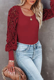 Lutaotie Sweet Elegant Patchwork Lace O Neck Tops