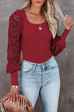 Lutaotie Sweet Elegant Patchwork Lace O Neck Tops