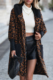 lutaotie Casual Street Leopard Pocket Hooded Collar Outerwear