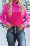 Lutaotie Street Color Block Contrast Turtleneck Sweaters(4 Colors)