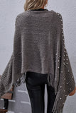 lutaotie Casual Solid Tassel Rivets Asymmetrical O Neck Outerwear(4 Colors)