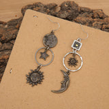 Lutaotie Vintage Sun Moon Star Earrings