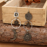 Lutaotie Vintage Sun Moon Star Earrings