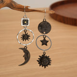 Lutaotie Vintage Sun Moon Star Earrings