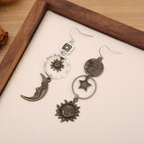 Lutaotie Vintage Sun Moon Star Earrings