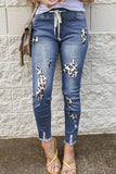 Lutaotie Casual Patchwork Ripped Skinny Denim Jeans