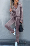 Lutaotie Elegant Solid Solid Color Hooded Collar Long Sleeve Two Pieces