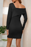 Lutaotie Sweet Elegant Asymmetrical Collar Pencil Skirt Dresses(4 Colors)