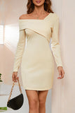 Lutaotie Sweet Elegant Asymmetrical Collar Pencil Skirt Dresses(4 Colors)