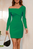 Lutaotie Sweet Elegant Asymmetrical Collar Pencil Skirt Dresses(4 Colors)