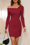 Lutaotie Sweet Elegant Asymmetrical Collar Pencil Skirt Dresses(4 Colors)