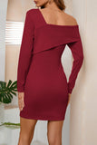 Lutaotie Sweet Elegant Asymmetrical Collar Pencil Skirt Dresses(4 Colors)