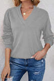 Lutaotie Casual Solid Solid Color V Neck Tops