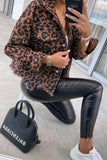 lutaotie Animal Print Printing Turndown Collar Outerwear