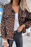 lutaotie Animal Print Printing Turndown Collar Outerwear