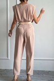 Lutaotie Street Solid Patchwork U Neck Regular Jumpsuits(3 Colors)