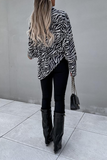 Lutaotie Street Animal Print Patchwork Turndown Collar Tops