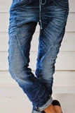 Lutaotie Casual Street Solid Patchwork Straight Denim Jeans