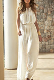 Lutaotie Elegant Solid Color V Neck Loose Jumpsuits