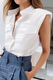 Lutaotie Casual Simplicity Solid Solid Color Turndown Collar Tops