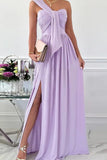 Lutaotie Elegant Formal Solid Asymmetrical Solid Color One Shoulder Irregular Dress Dresses(7 Colors)