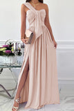 Lutaotie Elegant Formal Solid Asymmetrical Solid Color One Shoulder Irregular Dress Dresses(7 Colors)