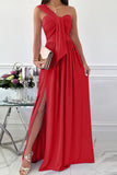 Lutaotie Elegant Formal Solid Asymmetrical Solid Color One Shoulder Irregular Dress Dresses(7 Colors)