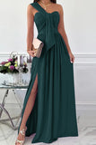 Lutaotie Elegant Formal Solid Asymmetrical Solid Color One Shoulder Irregular Dress Dresses(7 Colors)