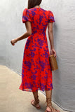 Lutaotie Sweet Elegant Print Printing V Neck A Line Dresses(6 Colors)