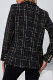 lutaotie Work Elegant Plaid Patchwork Turndown Collar Outerwear