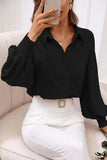 Lutaotie Work Simplicity Solid Buttons Solid Color Turndown Collar Blouses(4 Colors)