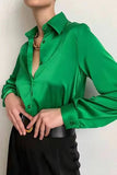 Lutaotie Celebrities Elegant Solid Make Old Buckle Solid Color Turndown Collar Blouses(4 Colors)