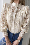 Lutaotie Elegant Solid Lace Mandarin Collar Blouses(3 Colors)