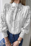 Lutaotie Elegant Solid Lace Mandarin Collar Blouses(3 Colors)