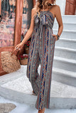 Lutaotie Sexy Casual National Totem Printing Strapless Loose Jumpsuits