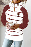 Lutaotie Fashion Casual Striped Patchwork Hooded Collar Tops(3 colors)