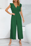 Lutaotie Casual Simplicity Solid With Belt V Neck Regular Jumpsuits