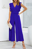 Lutaotie Casual Simplicity Solid With Belt V Neck Regular Jumpsuits